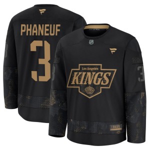 Dion Phaneuf Youth Fanatics Los Angeles Kings Premium Black 2024 Military Appreciation Practice Jersey