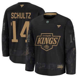 Dave Schultz Youth Fanatics Los Angeles Kings Premium Black 2024 Military Appreciation Practice Jersey