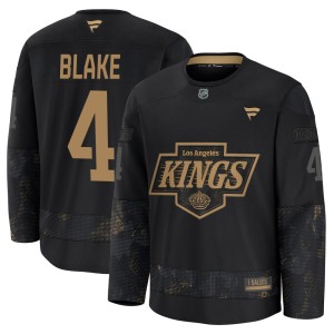Rob Blake Men's Fanatics Los Angeles Kings Premium Black 2024 Military Appreciation Practice Jersey