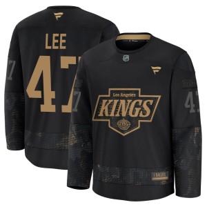 Andre Lee Men's Fanatics Los Angeles Kings Premium Black 2024 Military Appreciation Practice Jersey