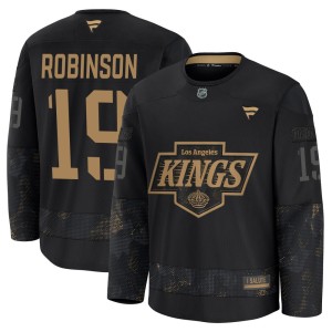 Larry Robinson Men's Fanatics Los Angeles Kings Premium Black 2024 Military Appreciation Practice Jersey