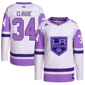 Kale Clague Youth Adidas Los Angeles Kings Authentic White/Purple Hockey Fights Cancer Primegreen Jersey