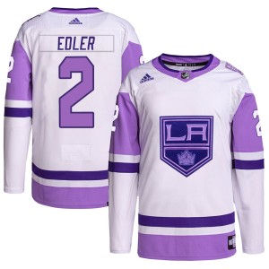 Alexander Edler Youth Adidas Los Angeles Kings Authentic White/Purple Hockey Fights Cancer Primegreen Jersey