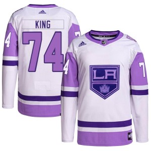 Dwight King Youth Adidas Los Angeles Kings Authentic White/Purple Hockey Fights Cancer Primegreen Jersey