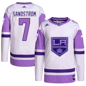 Tomas Sandstrom Youth Adidas Los Angeles Kings Authentic White/Purple Hockey Fights Cancer Primegreen Jersey