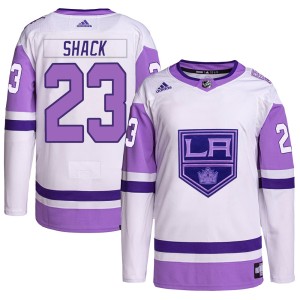 Eddie Shack Youth Adidas Los Angeles Kings Authentic White/Purple Hockey Fights Cancer Primegreen Jersey