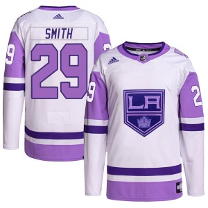 Billy Smith Youth Adidas Los Angeles Kings Authentic White/Purple Hockey Fights Cancer Primegreen Jersey