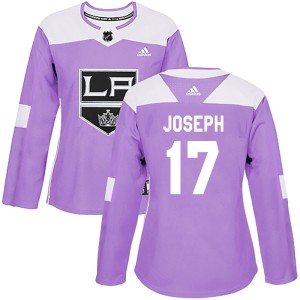 Mathieu Joseph Women's Adidas Los Angeles Kings Authentic Purple Fights Cancer Practice Jersey