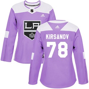 Kirill Kirsanov Women's Adidas Los Angeles Kings Authentic Purple Fights Cancer Practice Jersey