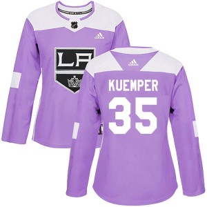 Darcy Kuemper Women's Adidas Los Angeles Kings Authentic Purple Fights Cancer Practice Jersey