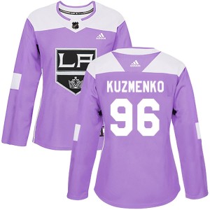 Andrei Kuzmenko Women's Adidas Los Angeles Kings Authentic Purple Fights Cancer Practice Jersey