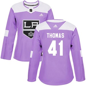 Akil Thomas Women's Adidas Los Angeles Kings Authentic Purple Fights Cancer Practice Jersey