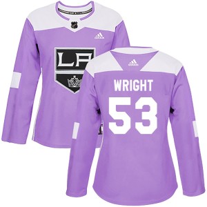 Jared Wright Women's Adidas Los Angeles Kings Authentic Purple Fights Cancer Practice Jersey