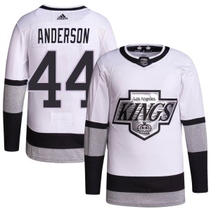 Mikey Anderson Men's Adidas Los Angeles Kings Authentic White 2021/22 Alternate Primegreen Pro Player Jersey