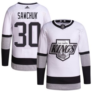 Terry Sawchuk Men's Adidas Los Angeles Kings Authentic White 2021/22 Alternate Primegreen Pro Player Jersey