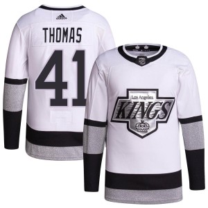 Akil Thomas Men's Adidas Los Angeles Kings Authentic White 2021/22 Alternate Primegreen Pro Player Jersey