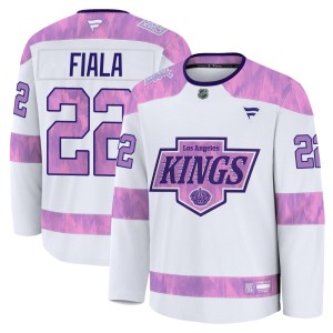 Kevin Fiala Youth Fanatics Los Angeles Kings Premium White 2024 Hockey Fights Cancer Practice Jersey